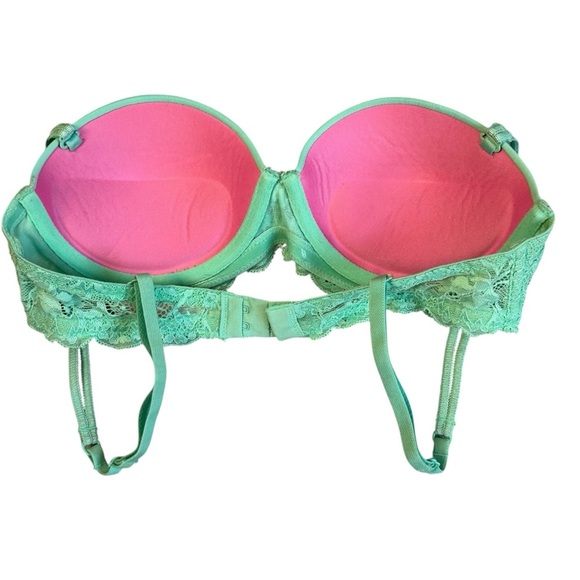 PINK Victoria’s Secret Strapless Convertible Sans Bretelles Green Size 32B #2033 - Picture 3 of 5